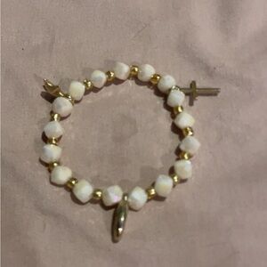 Cream and Gold Pearl Charm Bracelet